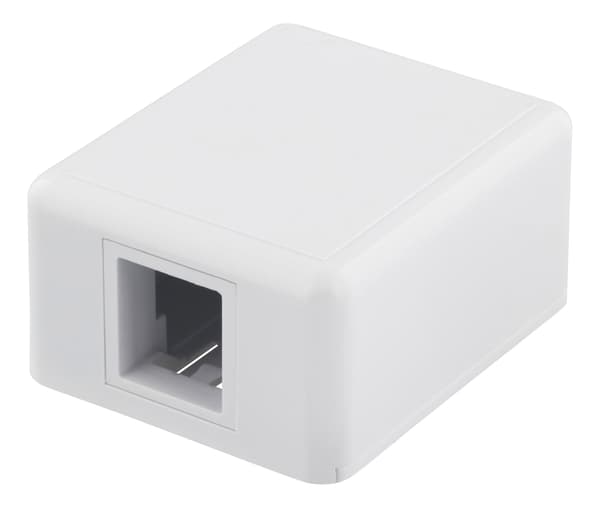 Påveggsboks for Keystone, 1 port, hvit