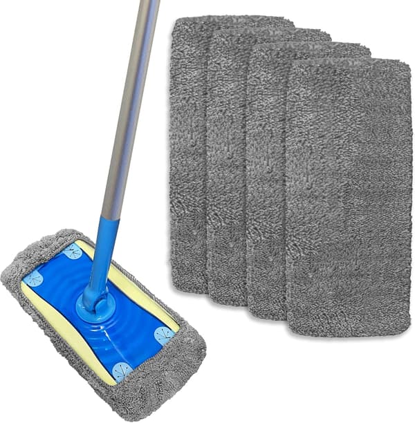4-pack Mikrofiber Moppdynor Ersättning för Laminatgolvmopp - Återanvändbara Mopphuvud, Flash Mopp Påfyllnadsdynor - Maskintvättbara