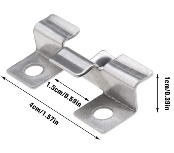 Förpackning med 100 fästklämmor för kompositdäck med rostfria skruvar (1 cm höjd)