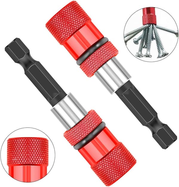 Kraftig magnetisk bitsholder, 4-delt slagskruetrækker bitsholder med 4 PH2 bits, sekskantet skaft magnetisk skruetrækker bitsholder