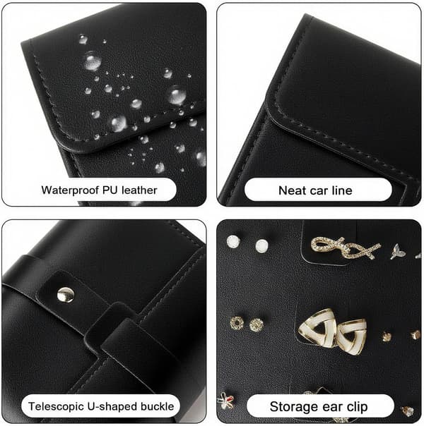 Øreringeholder Organizer med foldbart bogdesign, sort black