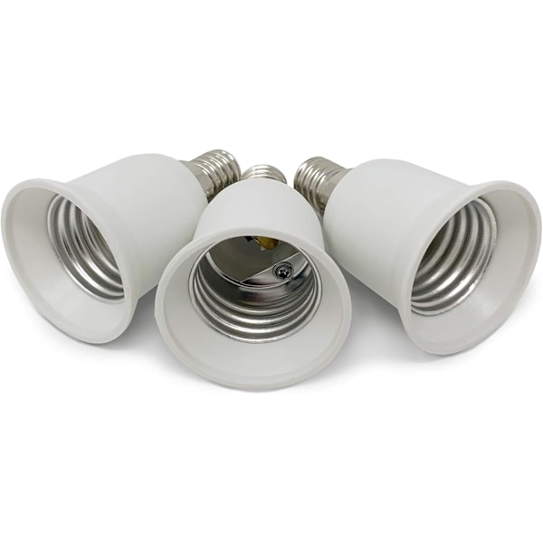 Sett med 3 lampefotadaptere - Hvit - E14 til E27 sokkel - for energisparende halogen- og LED-pærer