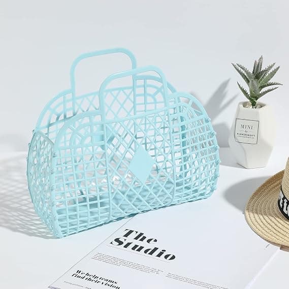 Jellyveske for jenter, totebag i plast for kvinner (BLÅ) blue