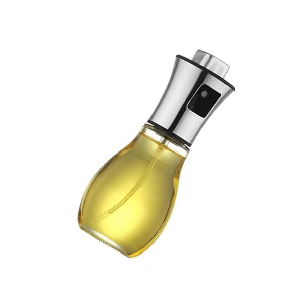 200 ml rund oliesprayflaske - Fødevaregodkendt 304 rustfrit stål og glas, presset forseglet lækagesikker oliedispenser til madlavning og grillning