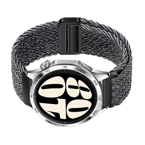 Grå og hvid vævet nylon 20 mm urrem med magnetisk lås