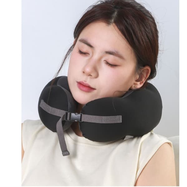 Memory Foam Pea Pillow - U-formad nackkudde för resor, kontor och hem Svart Black