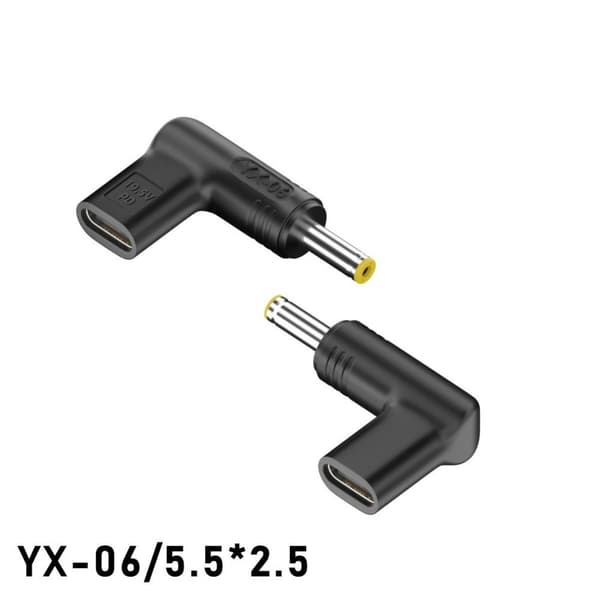 2-pak Type-C hun til DC 20V vinklet PD Trigger Adapter, 100W, til bærbare computere, skærme og andre enheder