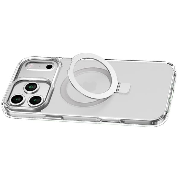 Sølv magnetisk telefondeksel kompatibelt med iPhone 14 Pro med usynlig stativ