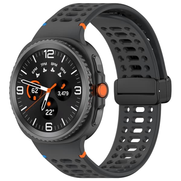 Silikonerem med magnetlås og åndehuller til Samsung Watch 8 og 8 Classic - Beige Grå Grey