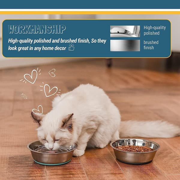 Lätta Katt- och Hundskålar i Rostfritt Stål - 2-pack