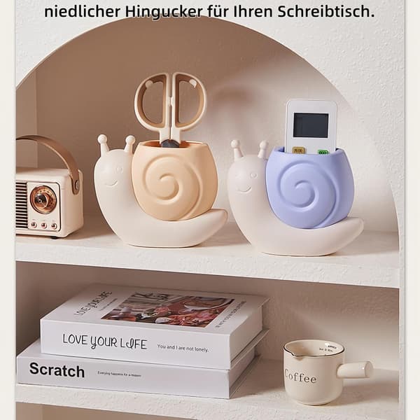 Blyantholder Snegl Multifunktionel Organizer til Kuglepenne, Makeupbørster, Kosmetik, Kontor, Badeværelse (Gul) yellow