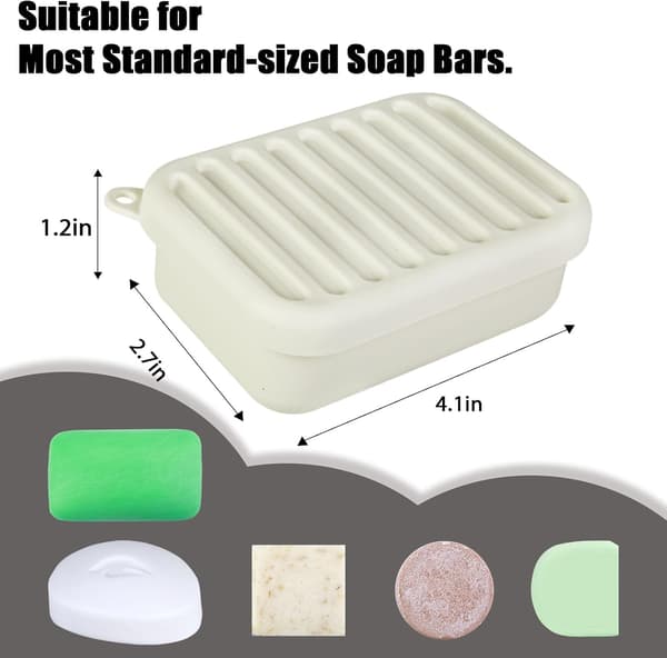 Silikone Rejsesæbebeholder, Lækagesikker Sæbebeholder med Drænplade, Off White beige