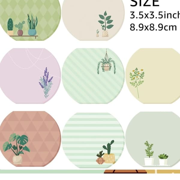 Planteformede sticky notes kompatible med papir i assorterede farver til påmindelser og beskeder