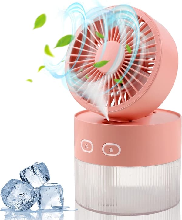 Spray Køleventilator USB Mini Ventilator Bordmodel Sammenklappelig Kold Luft Befugtnings Spray Ventilator Multifunktionel Natlampe (Fersken Pink)