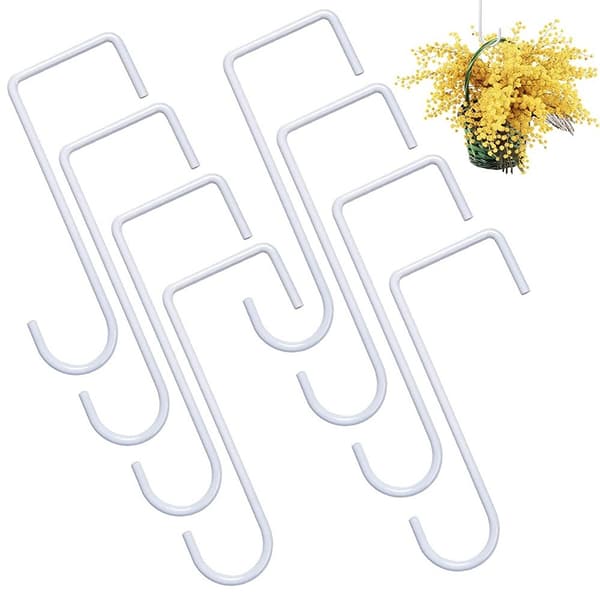 Små 6-tums staketkrokar för blomkrukor, räcken och hängkorgar - 5-pack vit White