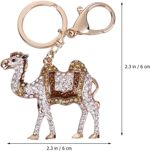 Mode kamelform let at fastgøre og bære nøglering vedhæng med rhinsten i brun, zinklegering materiale taske (6.5*11cm) brown