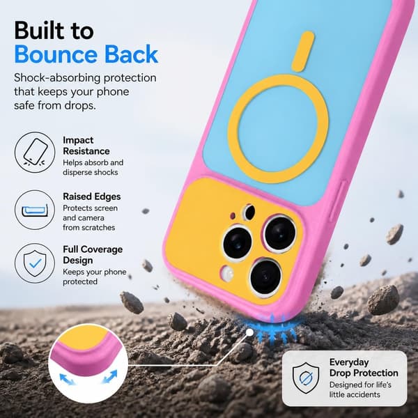 iPhone 15 Pro Max Magnetisk Cover Kontrast Candy Farve, Blå iphone15PROMAX