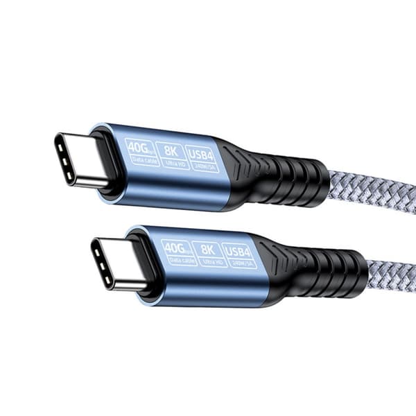 USB4 datakabel USB-C till USB-C, 40 Gbit/s, 240W PD, DP1.4 8K@60Hz, nylonflätad, kompatibel med Thunderbolt 4/3 och USB 3.2/3.0 Grå 0.5m Grå 0.5m Gray