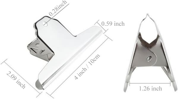 Stor 10 cm bulldog-klämma, 10-pack rostfria silverfärgade bindeklämmor för dokument