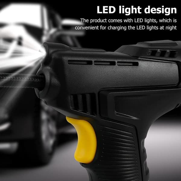 Bärbar sladdlös däckpump, 120W luftkompressor, med LED digital tryckmätare och 2000mAh batteri.