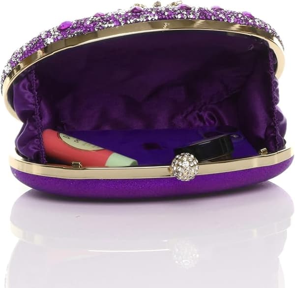 Diamantutsmyckad oval balklänningsväska (mörklila, 19,5 cm*4,5 cm*15,5 cm) purple
