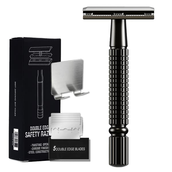 Ny manuel skraber - dobbeltbladet for en glat barbering Sort