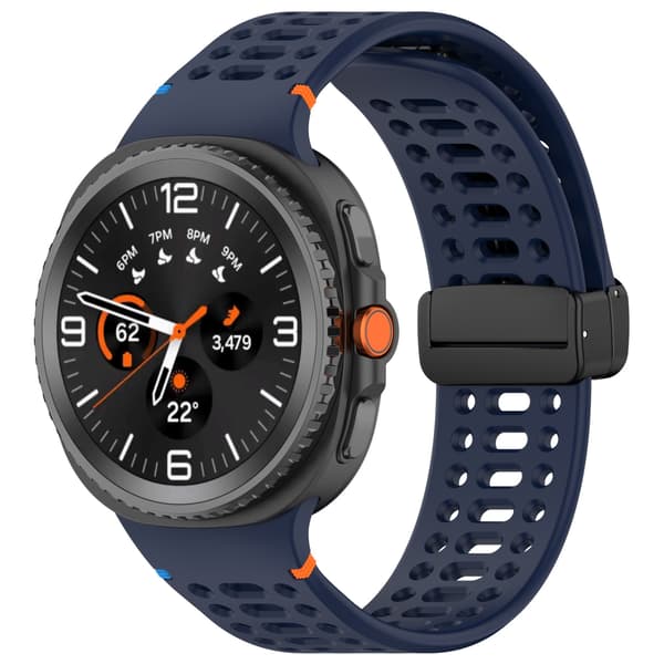 Silikonerem med magnetlås og åndehuller til Samsung Watch 8 og 8 Classic - Beige Blå Blue