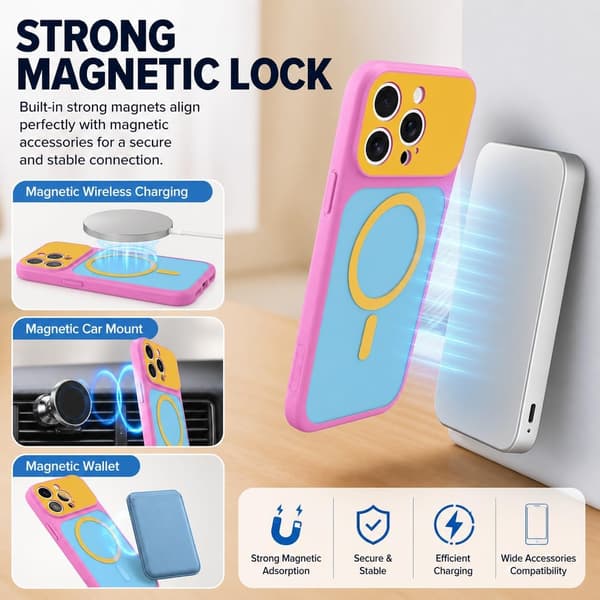 iPhone 16 Pro Max Magnetiskt skal i kontrastrik godisfärg, Blå iPhone16PROMAX