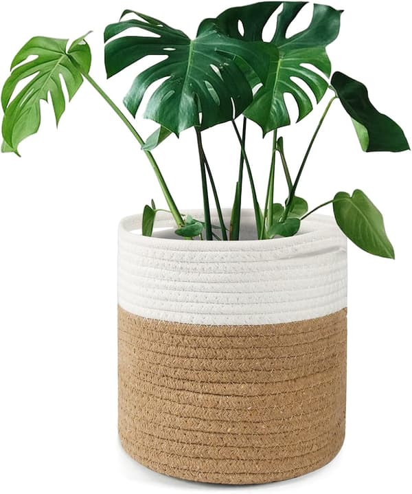 20 cm blomkruka med foder, vävd förvaringskorg i bomull, blomkruksöverdrag för inomhusväxter, (20 cm x 20 cm)