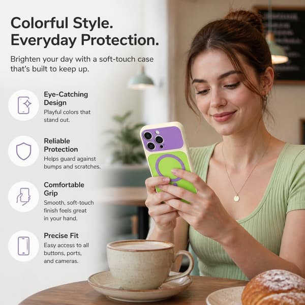 iPhone 15 Pro Magnetisk Cover Kontrast Candy Farve, Pink iphone15PRO
