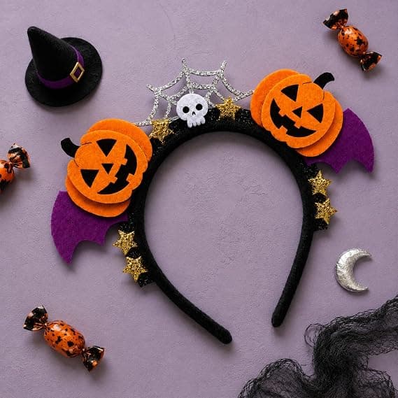 Halloween gresskarhodebånd for kvinner og jenter, 1 pakke (21cm*18cm)