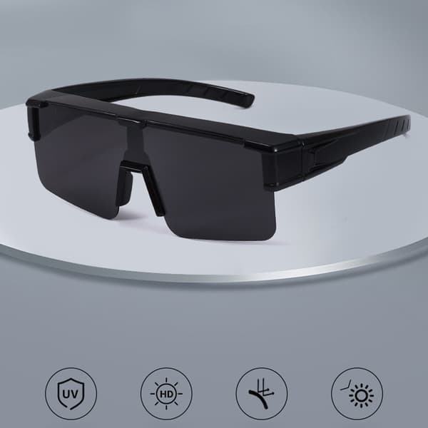 Polariserede clip-on solbriller - Glansfuld sort ramme