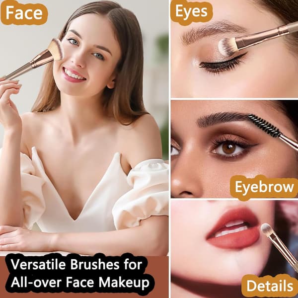 7 stk. Make Up Børstesæt, med Kosmetiktaske, Rejse Makeup Sæt, Sort
