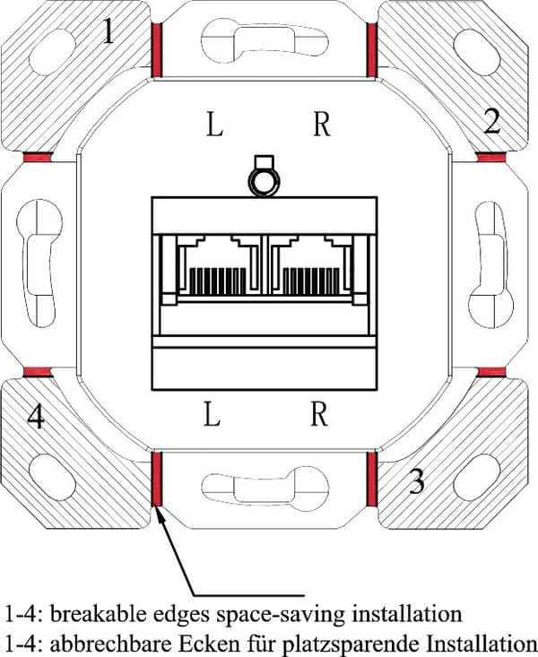 CAT 6 infälld nätverksdosa, Signalvit RAL 9003