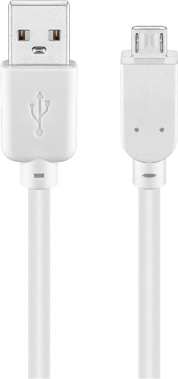 USB-A–Micro-B-kaapeli, 3 m, valkoinen