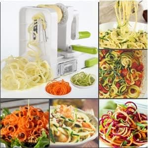 5-bladet foldbar grøntsagsspiralizer, ideel til courgette-nudler, grøntsagspasta og spaghetti, hvid.