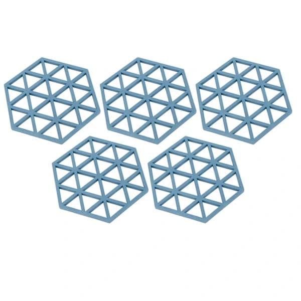 5-pack silikon hexagon underlägg värmeisolerande bordstabletter för matbord blå