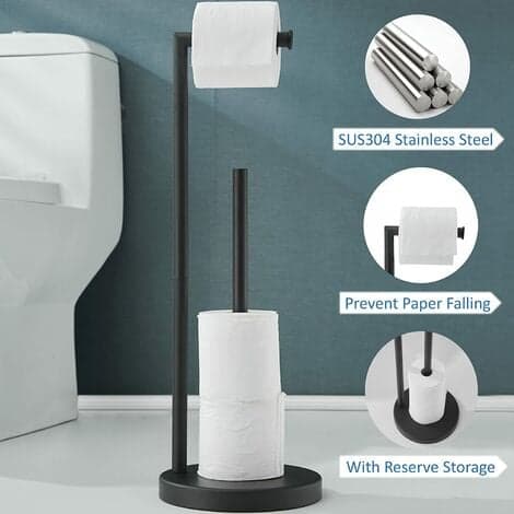 Ikke-porøs toiletpapirholder i 304 rustfrit stål - sort