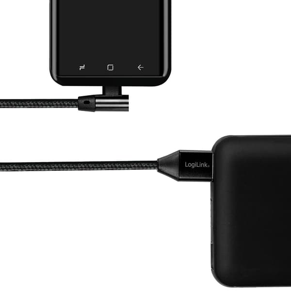 USB-A til USB-C Kabel Vinklet Flettet 15W 0.3m