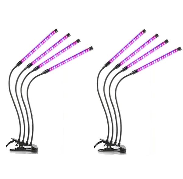 Plantelampe / plantebelysning med 4 fleksible LED-lysstofrør 2-pak
