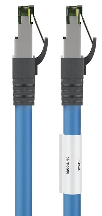 RJ45 (CAT 6A, 500 MHz) patchkabel med CAT 8.1 S/FTP råkabel, blå