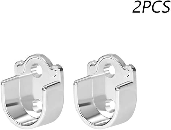 Set med 2 flänsstångsfästen i zinklegering, kraftigt duschdraperistångsstöd (19 mm, 2 stycken)