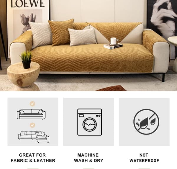 Sofaovertræk - Moderne simpelt sofaovertræk vaskbart sofaovertræk 1-delt sofa slipcover til sektionssofa L-form alle årstider generisk Velve Light brown 70*180cm