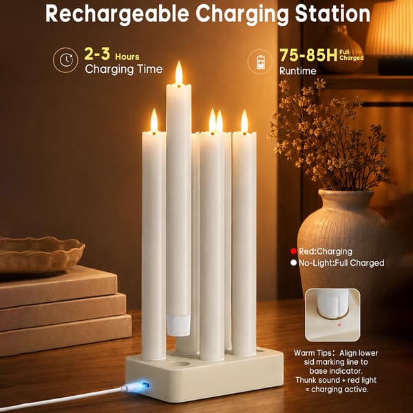 LED candle rechargeable with remote control, ivory – wax melt effect, white Style 1