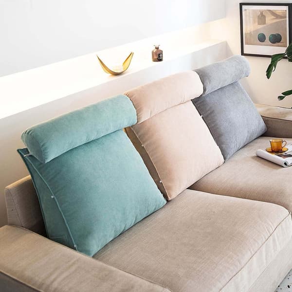 Back Support Pillow / Lumbar Support - Back Pillow with Adjustable Headrest Yellow 45 x 45 x 20cm