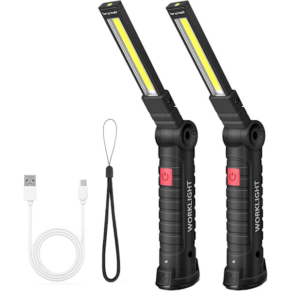 Work Light with Magnetic Base - Rechargeable LED Work Light with 5 Light Modes & 360° Rotation for Workshop & Construction 11.5*8.8*4.5cm