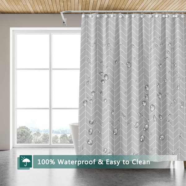 Grå rutig duschdraperi 180x200cm - Vattentät polyester 12 krokar Gray