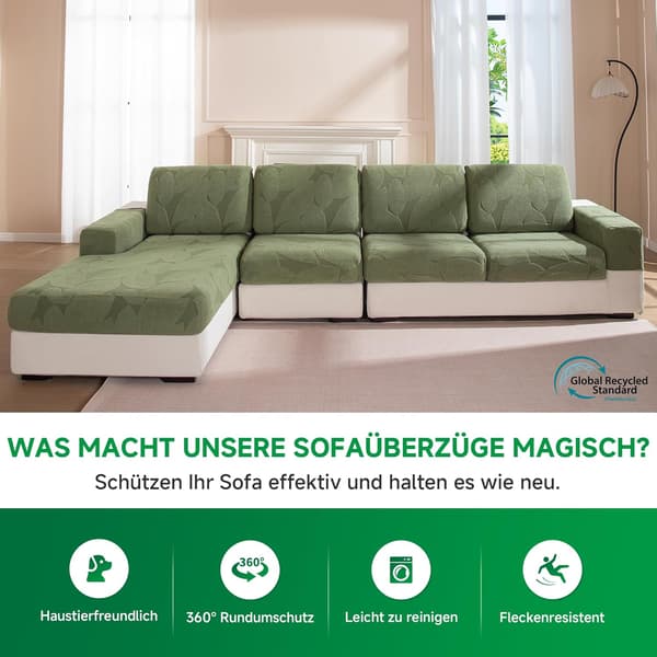 Sofföverdrag - Universal Elastiskt Sofföverdrag för Sittdyna, Halkfritt, Tvättbart & Lättskött, Perfekt för Soffskydd green 65*85cm