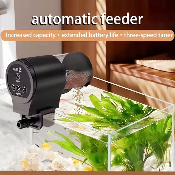Automatisk Akvariefoderautomat – 24 timers timer, stor kapacitet & ingen batterier kræves