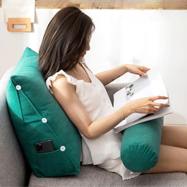 Back Support Pillow / Lumbar Support - Back Pillow with Adjustable Headrest White 60 x 50 x 20cm